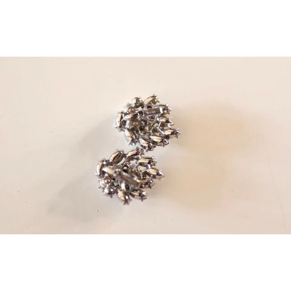 Vintage Trifari Bracelet Earrings Set Clear Rhinestone Set Silver Tone Art Deco